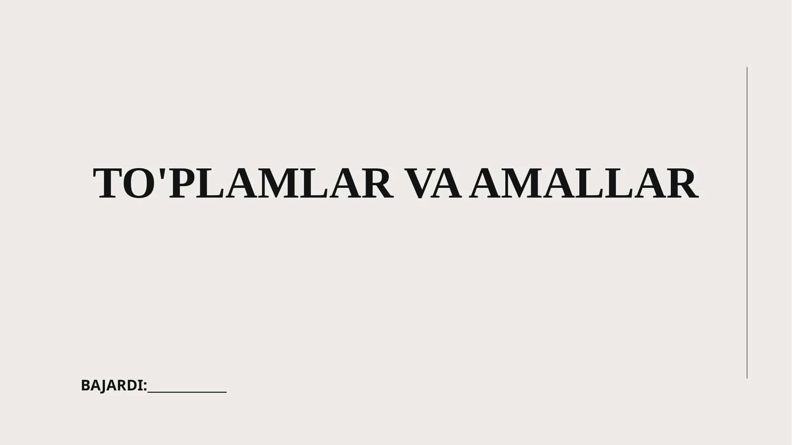 To'plamlar va amallar 1