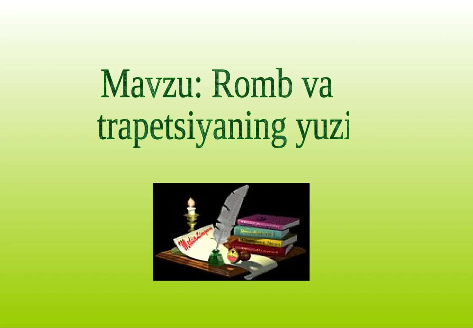 8-sinf Geometriya. Romb va trapetsiyaning yuzi 1