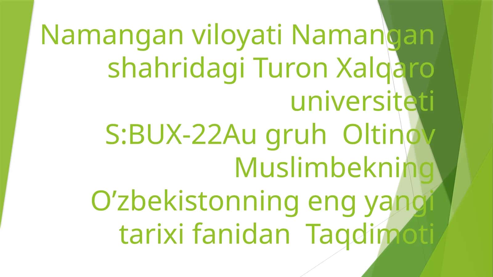 O’zbekistonning eng yangi tarixi fanidan Taqdimoti 1