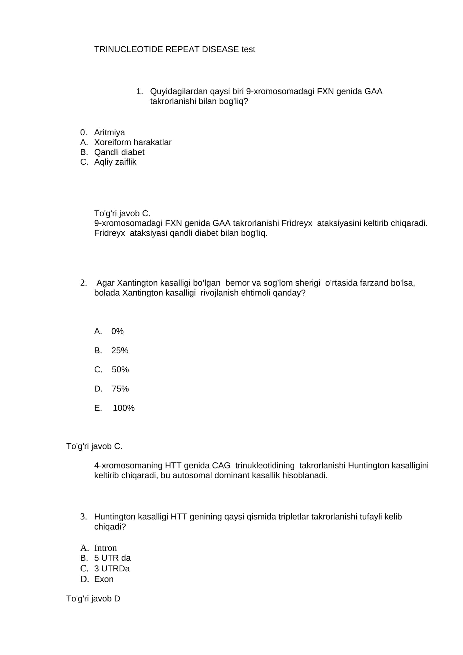 TRINUCLEOTIDE REPEAT DISEASE test 1