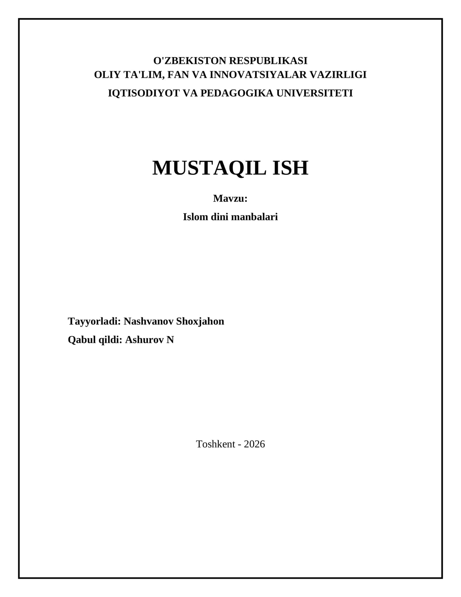 Islom dini manbalari 1