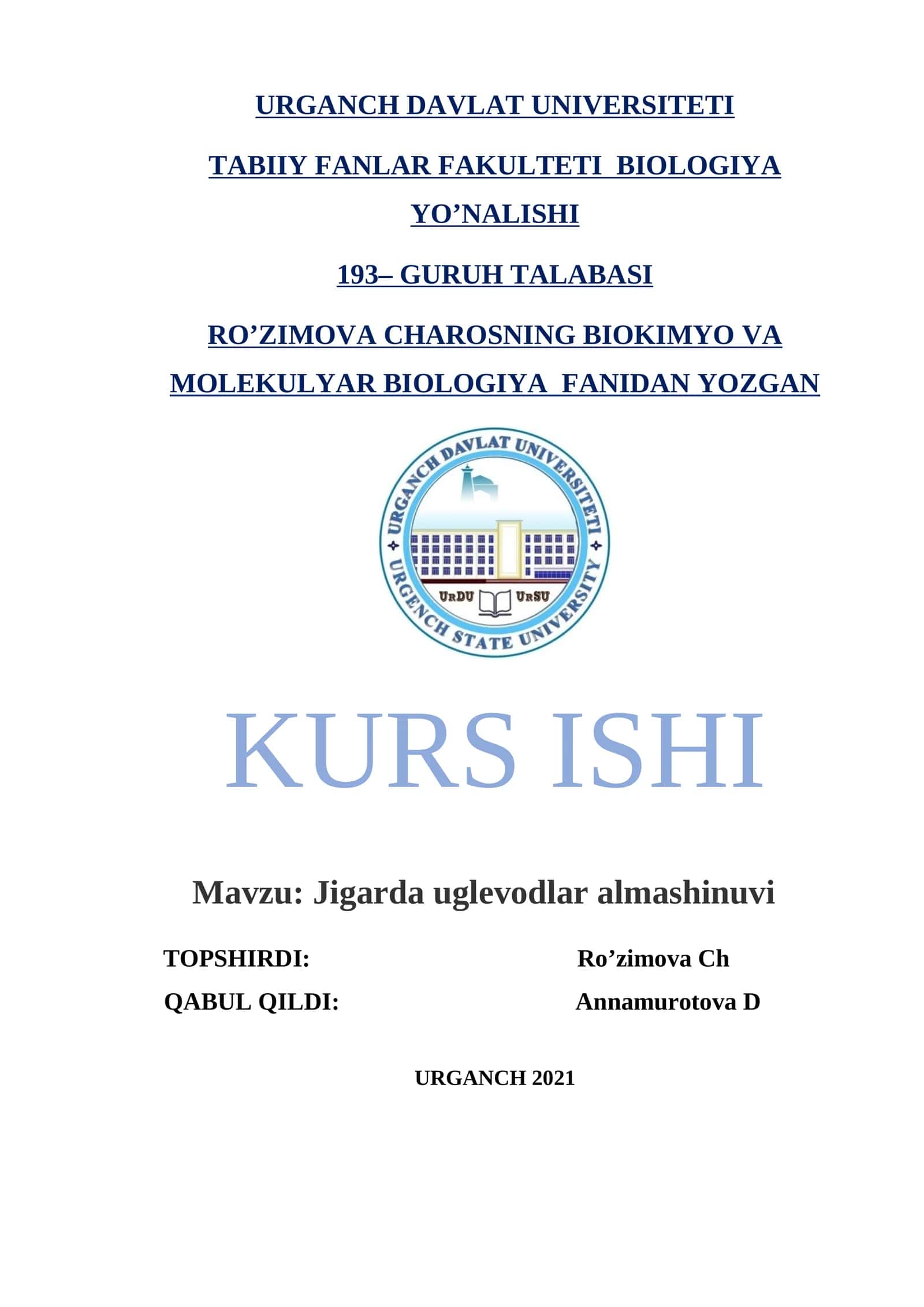 Jigarda uglevodlar almashinuvi 1