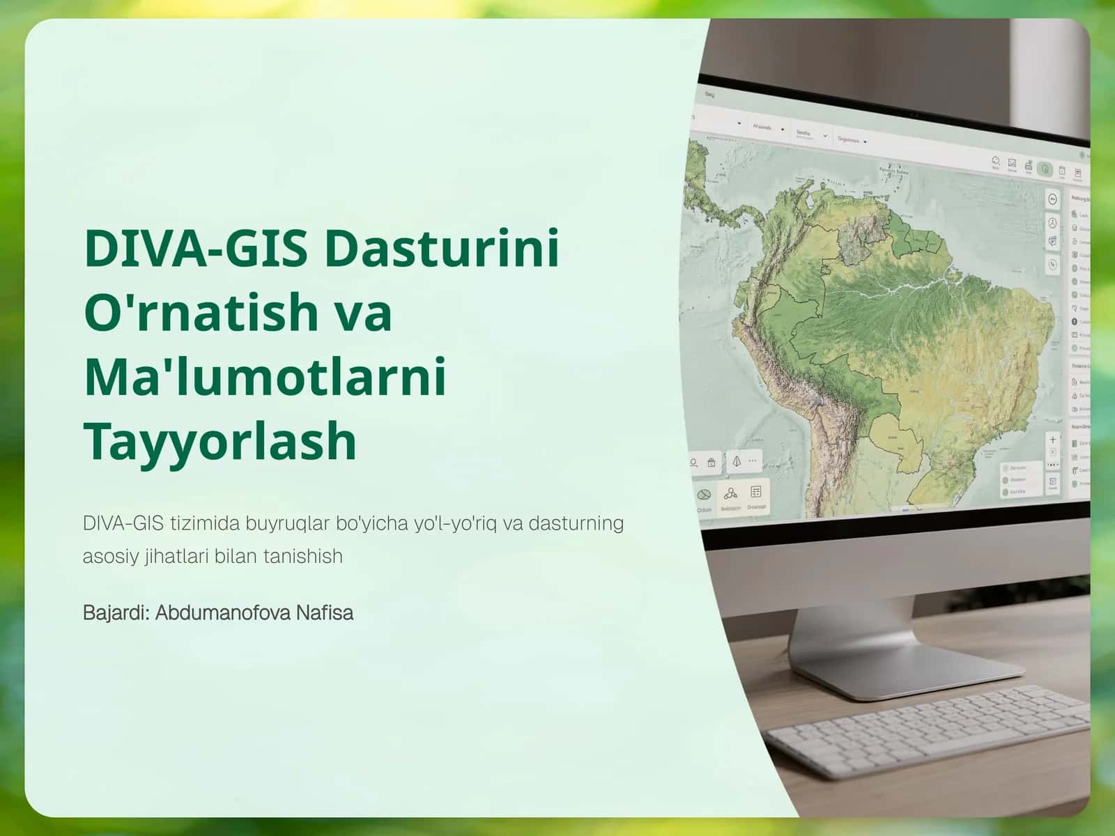 DIVA-GIS Dasturini O'rnatish va Ma'lumotlarni Tayyorlash 1