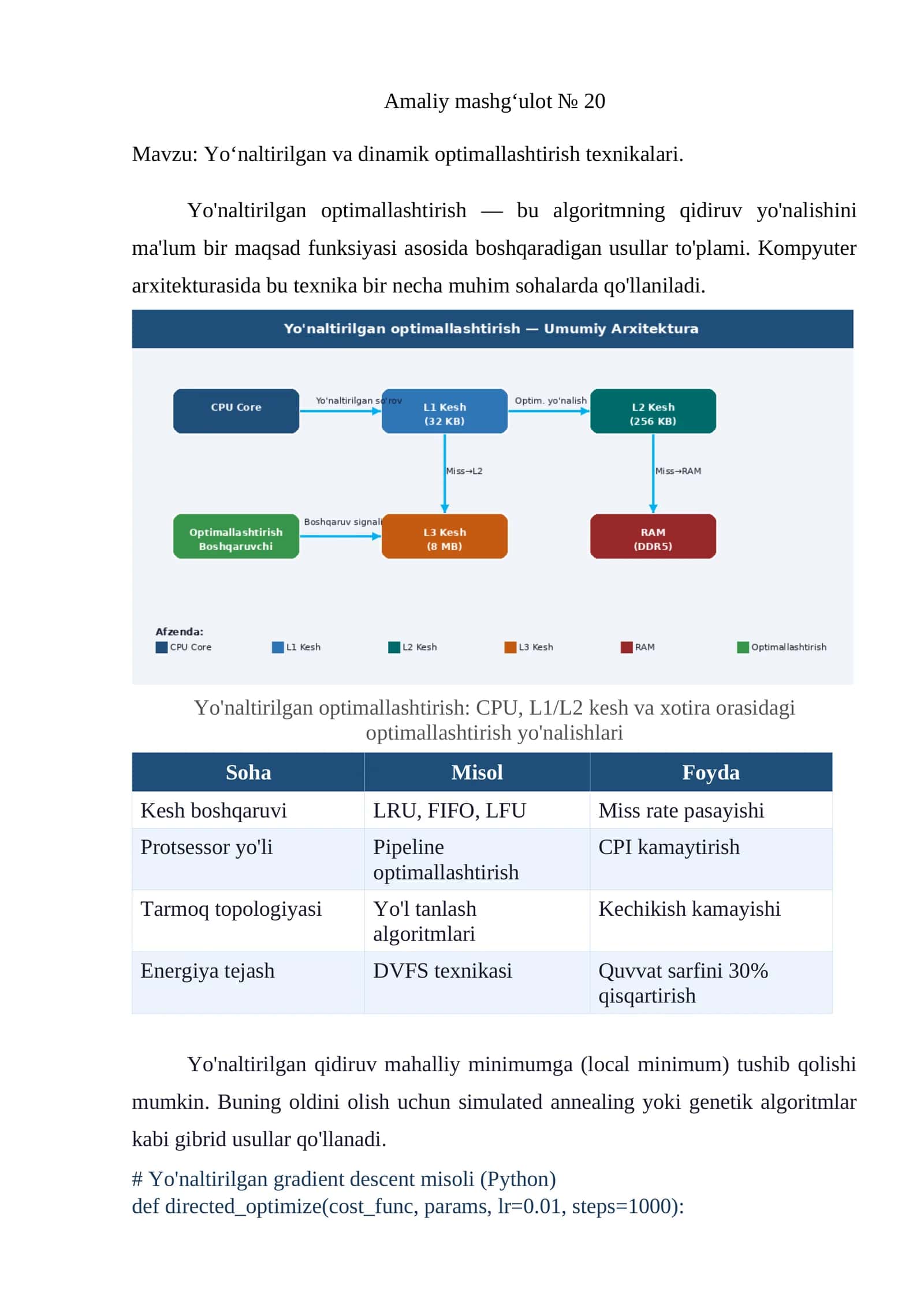 Yo‘naltirilgan va dinamik optimallashtirish texnikalari 1