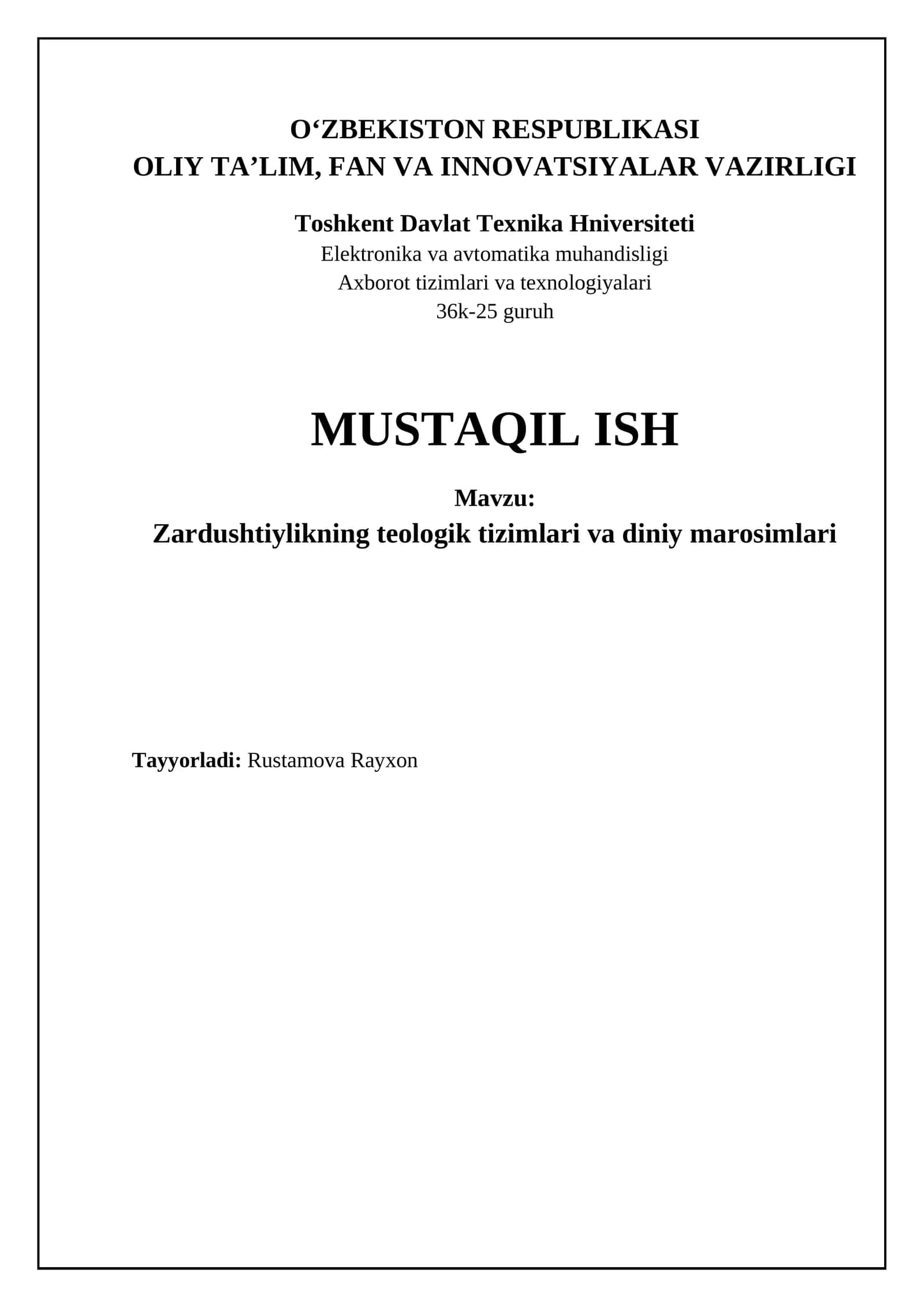 Zardushtiylikning Teologik Tizimlari va Diniy Marosimlari 1