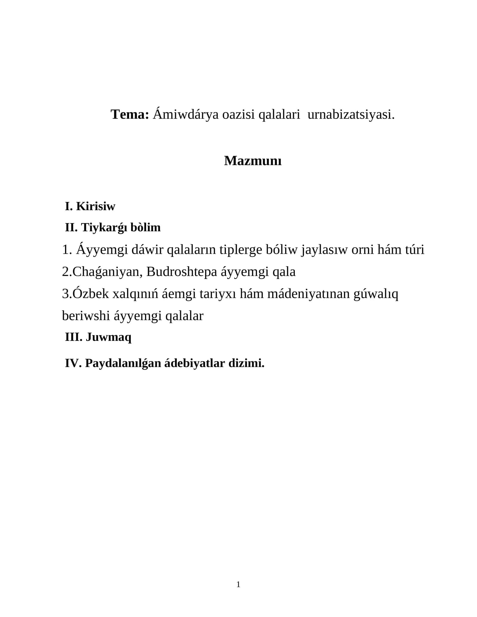 Ámiwdárya oazisi qalalari urnabizatsiyasi 1