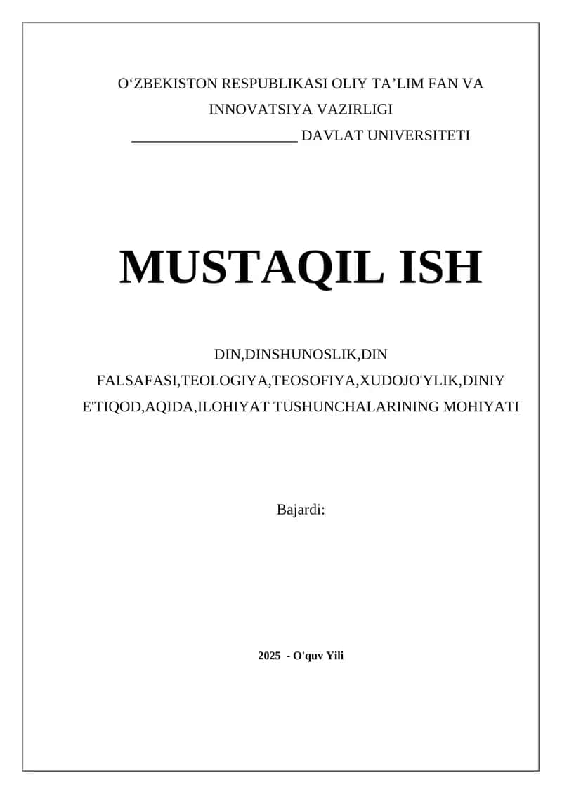Dinshunoslik va Din Falsafasi 1