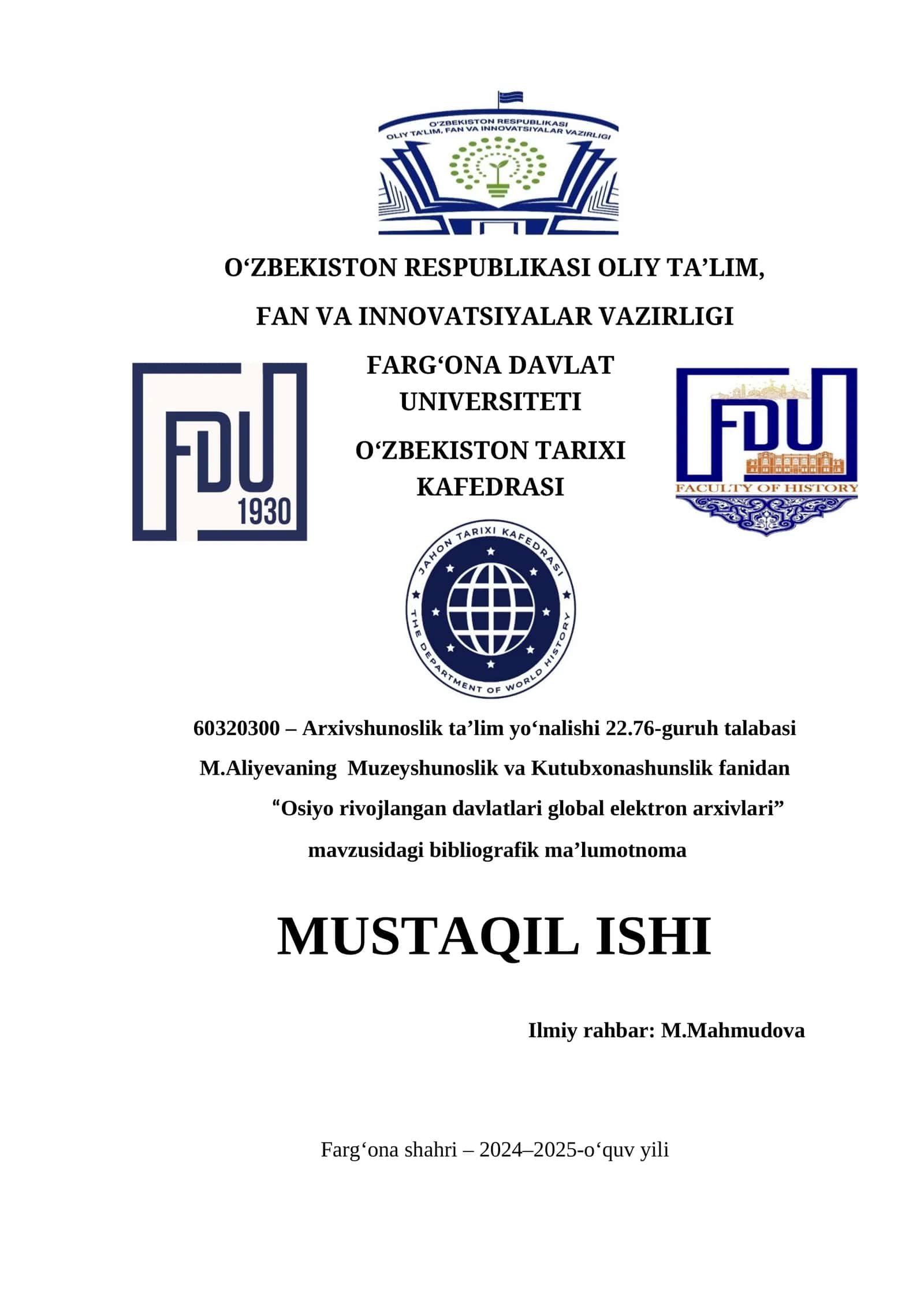 "Osiyo rivojlangan davlatlari global elektron arxivlari" mavzusidagi bibliografik ma’lumotnoma 1