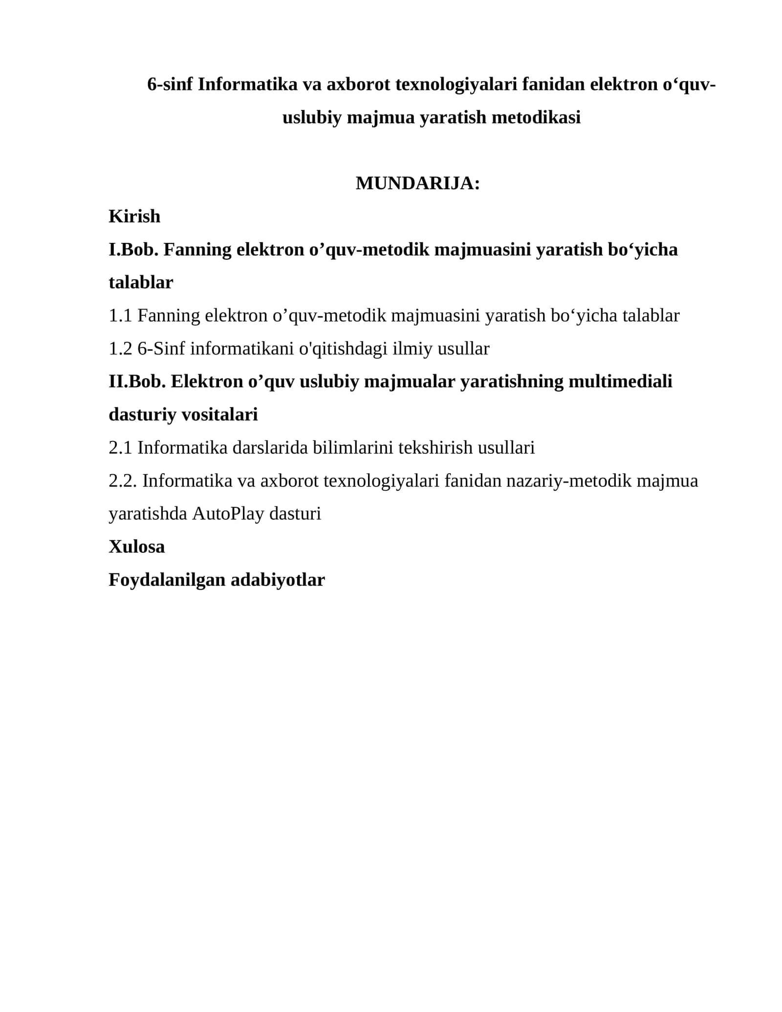 6-sinf Informatika va axborot texnologiyalari fanidan elektron o‘quv-uslubiy majmua yaratish metodikasi 1