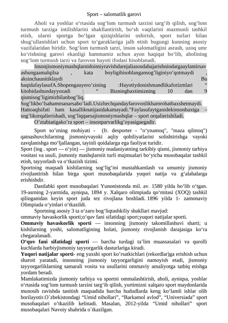 Sport – salomatlik garovi 1