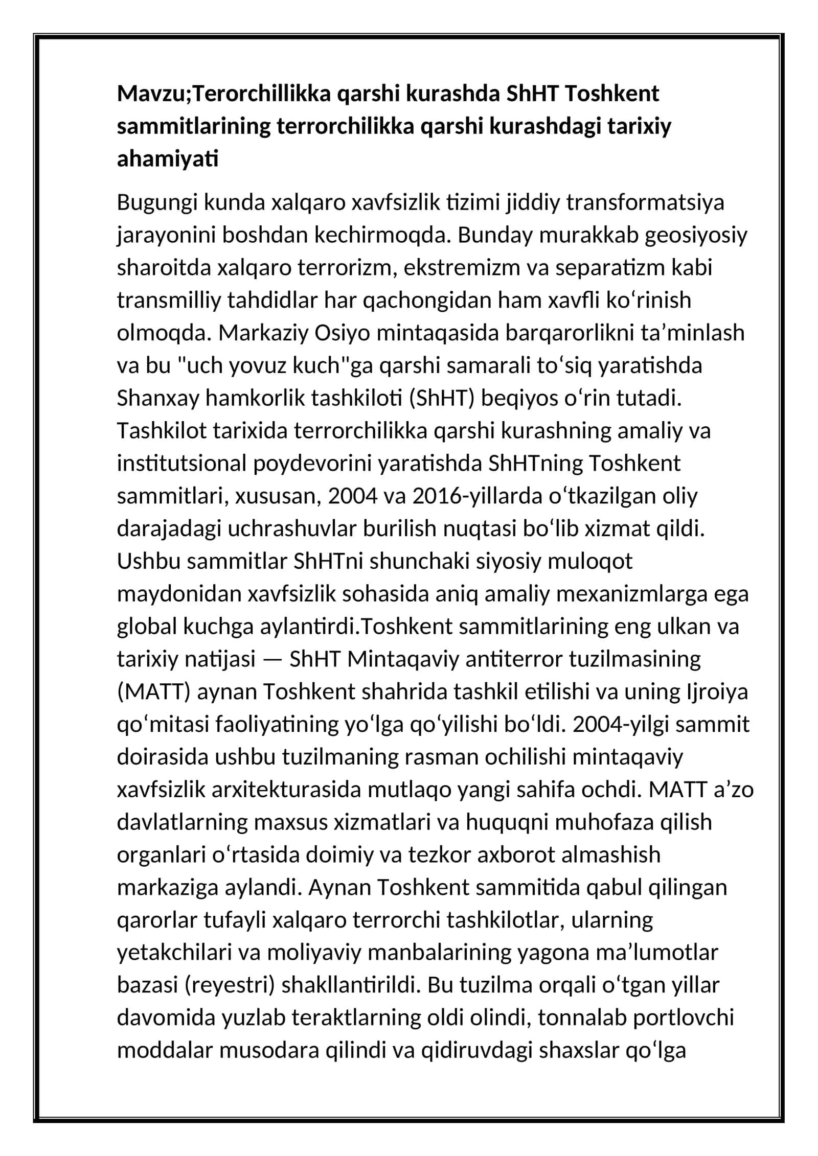 terrorga qarshi kurashda shht toshkent 1