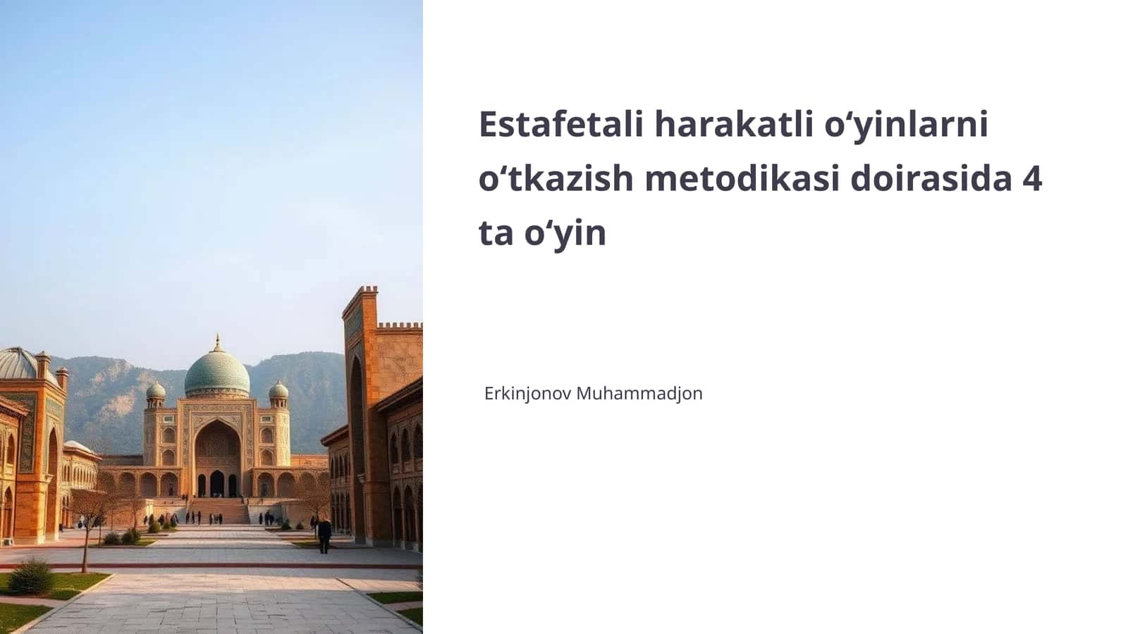 Estafetali harakatli o‘yinlarni o‘tkazish metodikasi 1