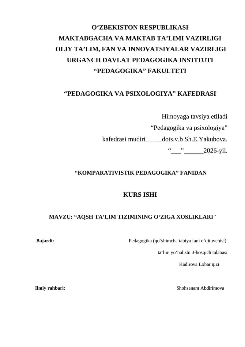 AQSH ta’lim tizimining o‘ziga xosliklari 1