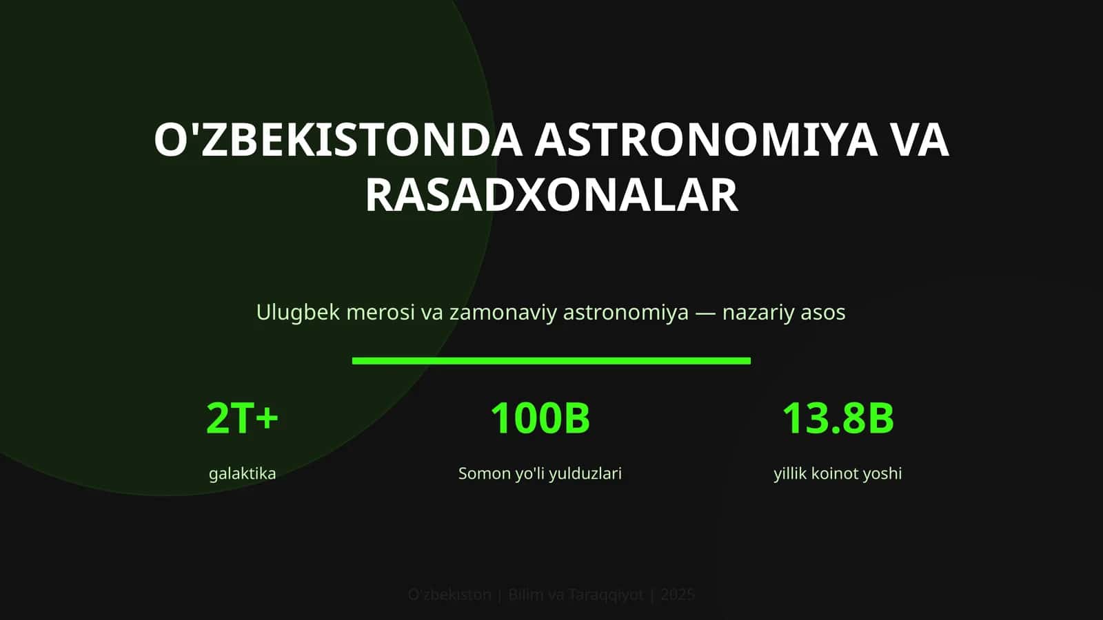 O'ZBEKISTONDA ASTRONOMIYA VA RASADXONALAR 1