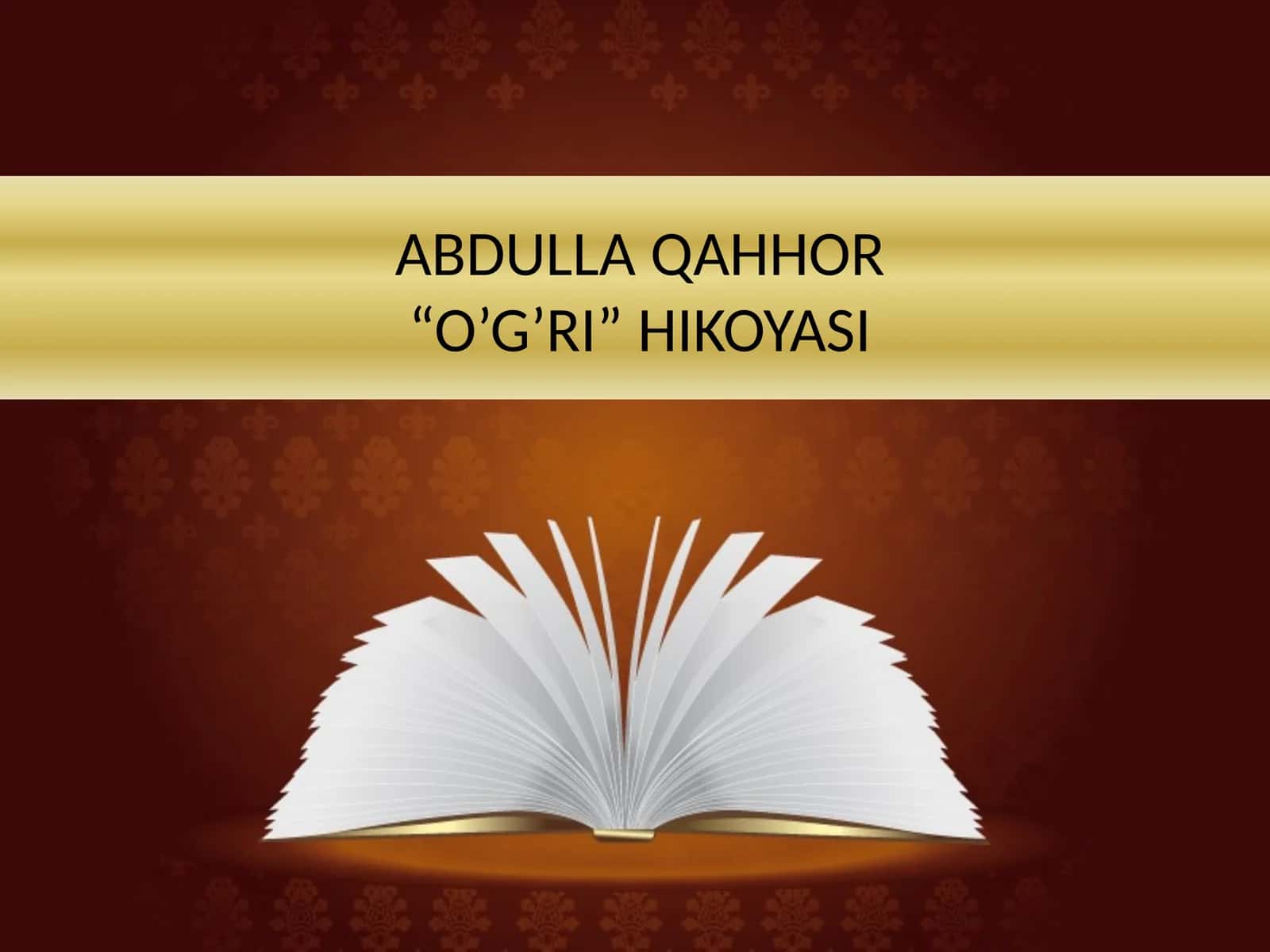 ABDULLA QAHHOR“O’G’RI” HIKOYASI 1