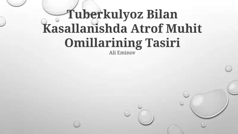 Tuberkulyoz Bilan Kasallanishda Atrof Muhit Omillarining Tasiri 1