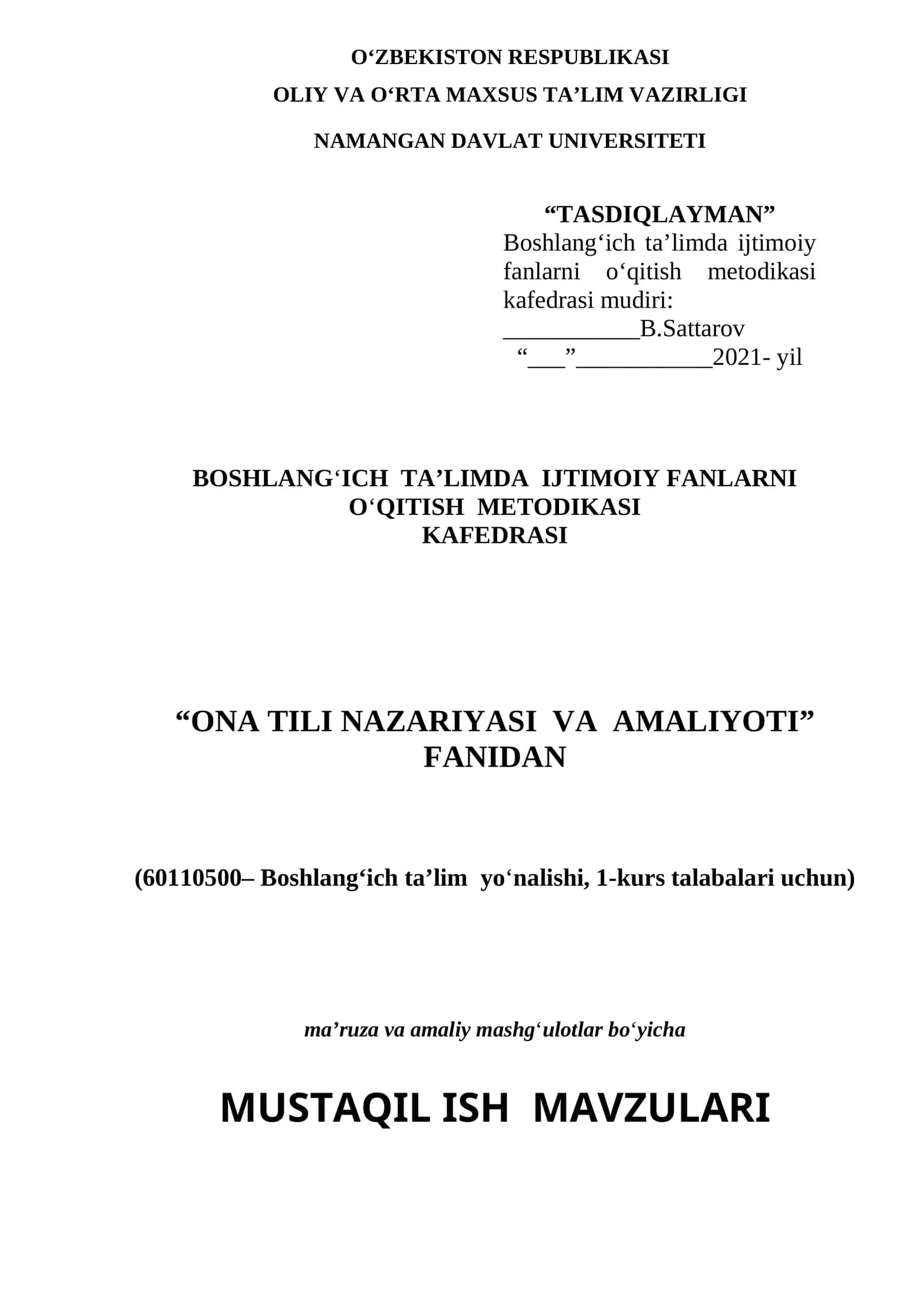 MUSTAQIL TA’LIM TOPSHIRIQLARI 1