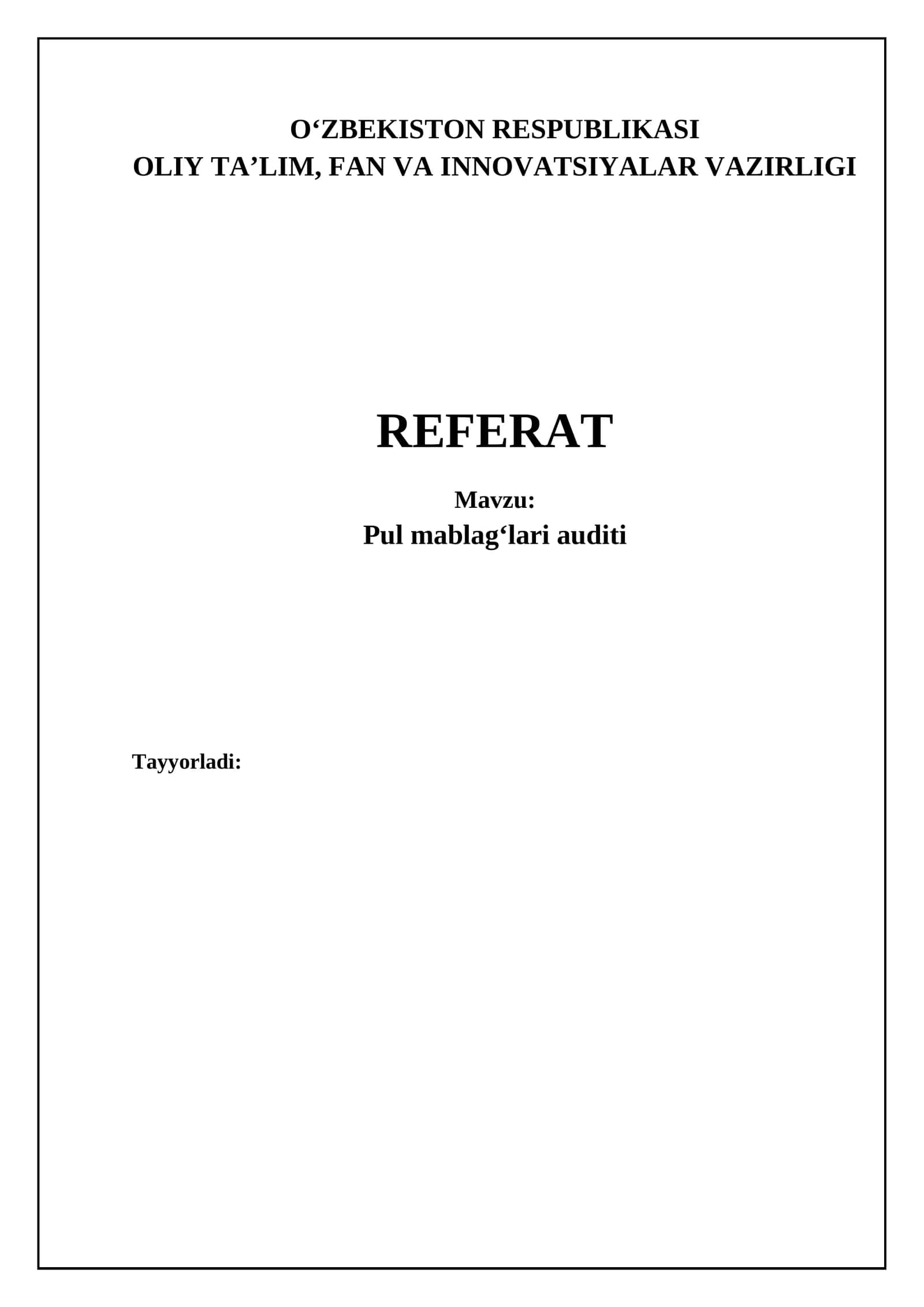Pul mablagʻlari auditi 1