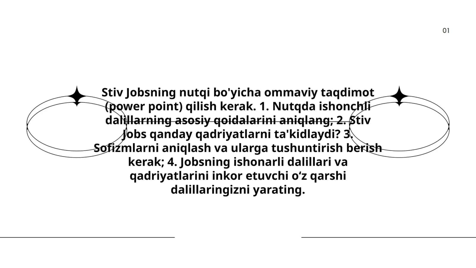Stiv Jobsning nutqi bo'yicha ommaviy taqdimot (power point) 1