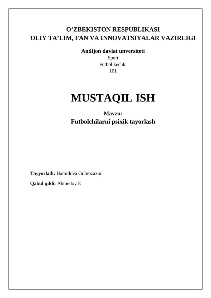 Futbolchilarni psixik tayorlash 1
