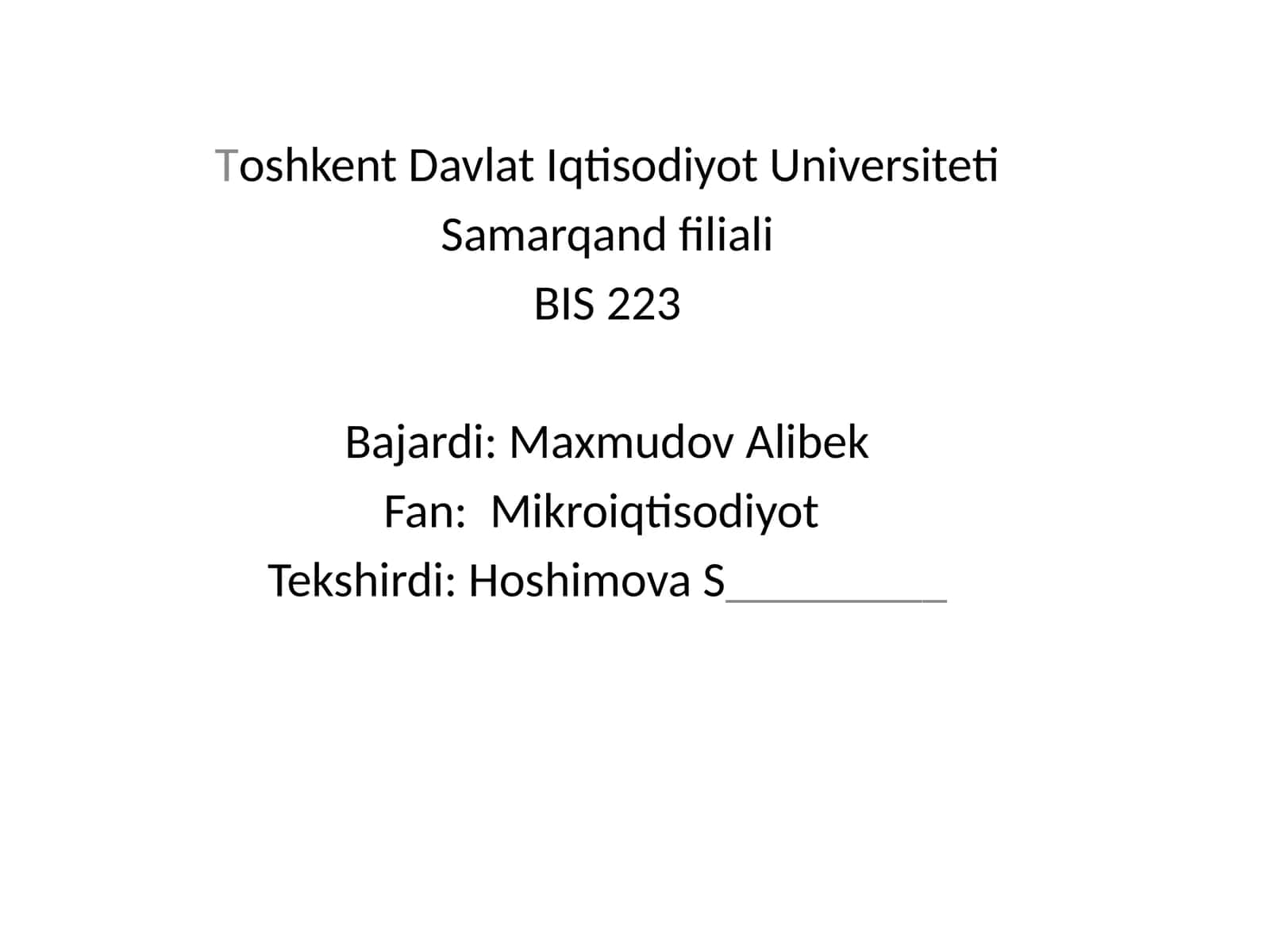 Yakka individual va bozor talabi 1