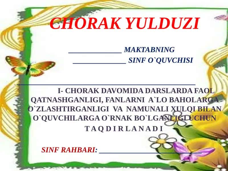 CHORAK YULDUZI 1
