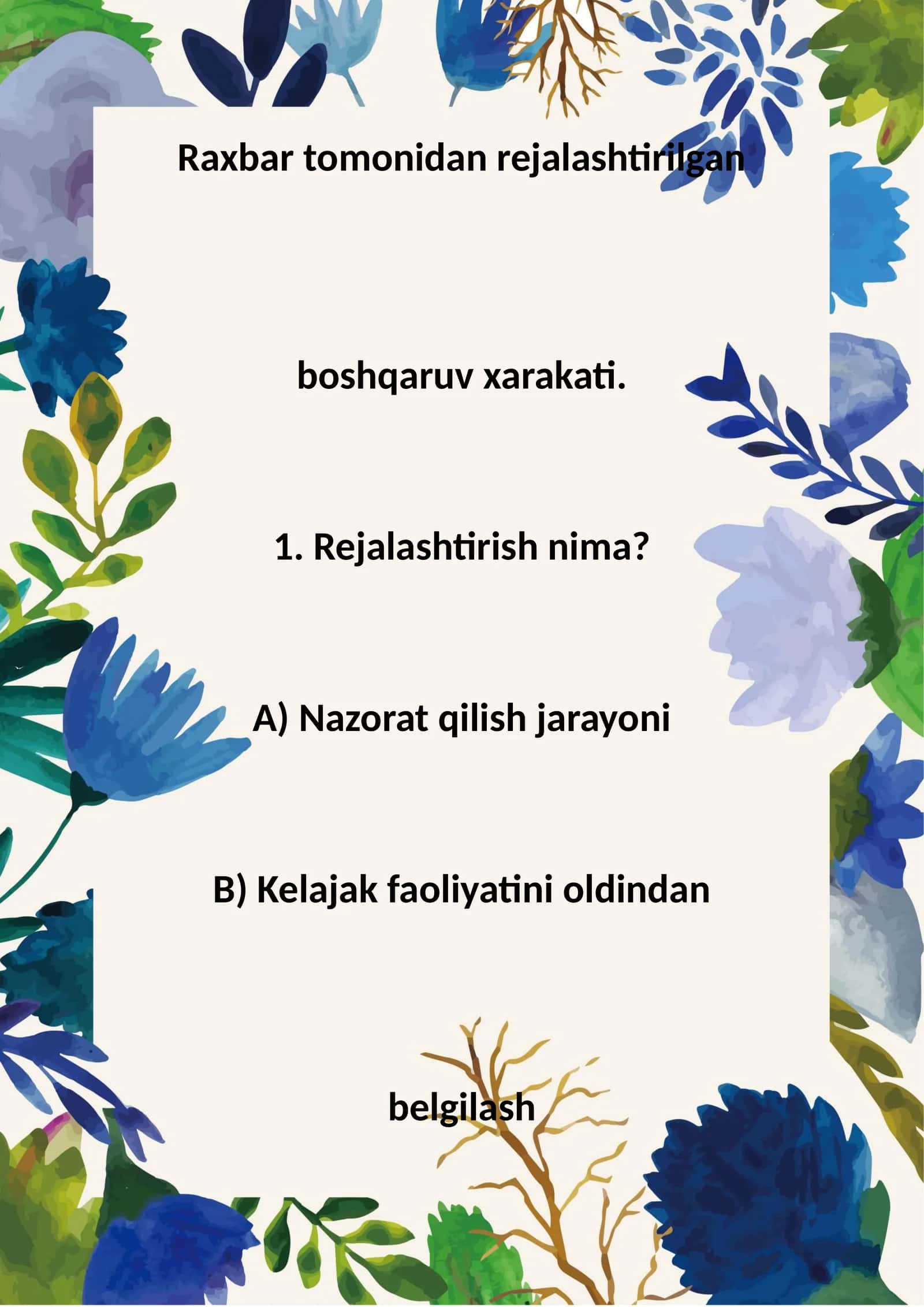 Boshqaruv xarakati 1