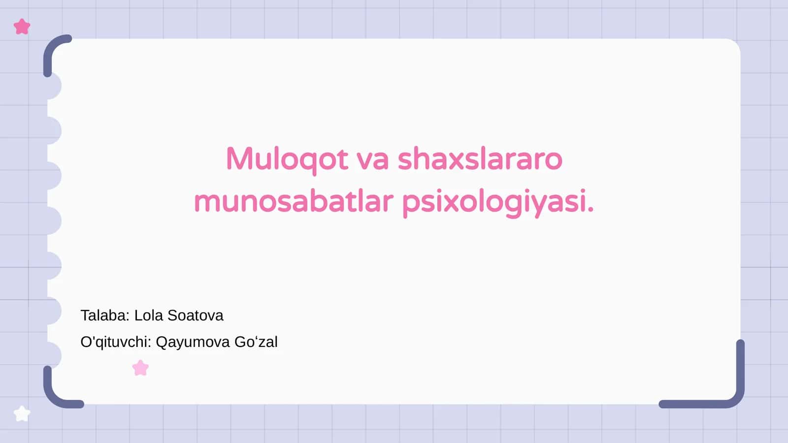 Muloqot va shaxslararo munosabatlar psixologiyasi 1