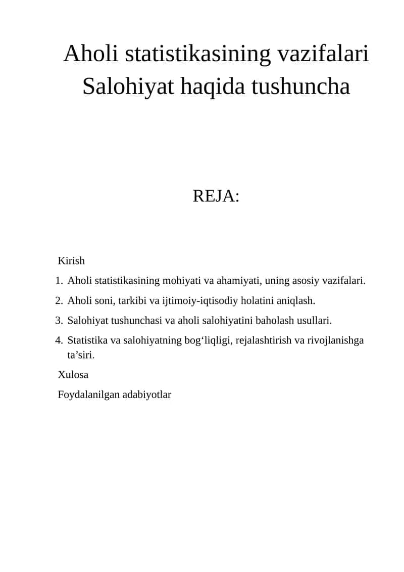 Aholi statistikasi 1