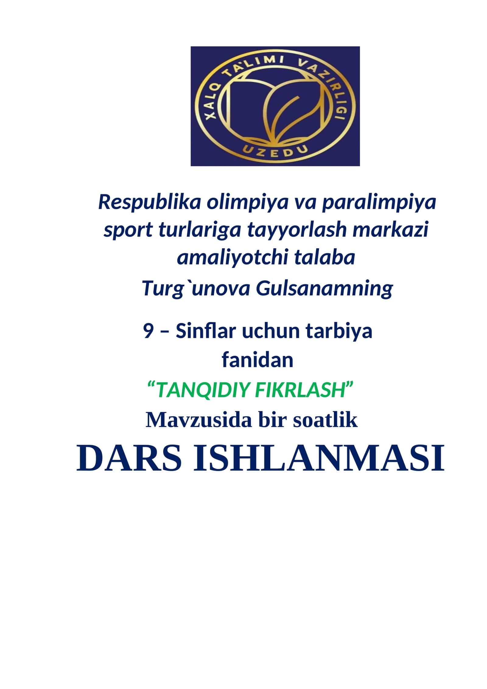 TANQIDIY FIKRLASH 1