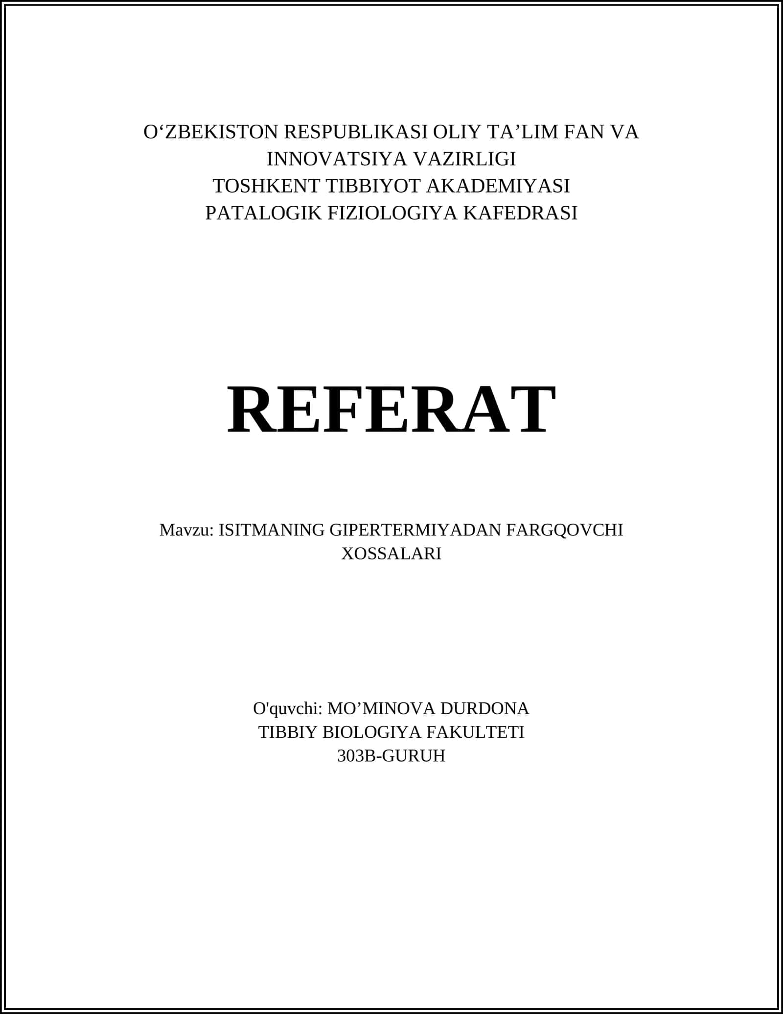 ISITMANING GIPERTERMIYADAN FARGQOVCHI XOSSALARI 1