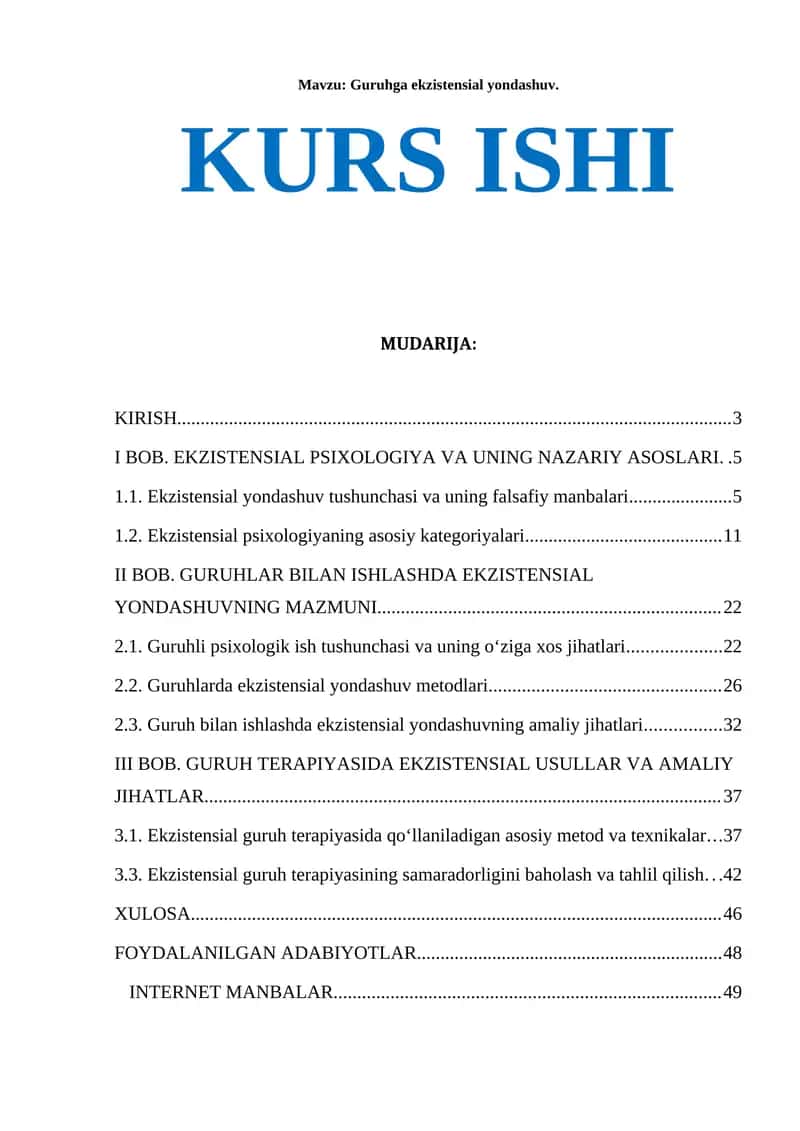 Guruhga ekzistensial yondashuv. 1