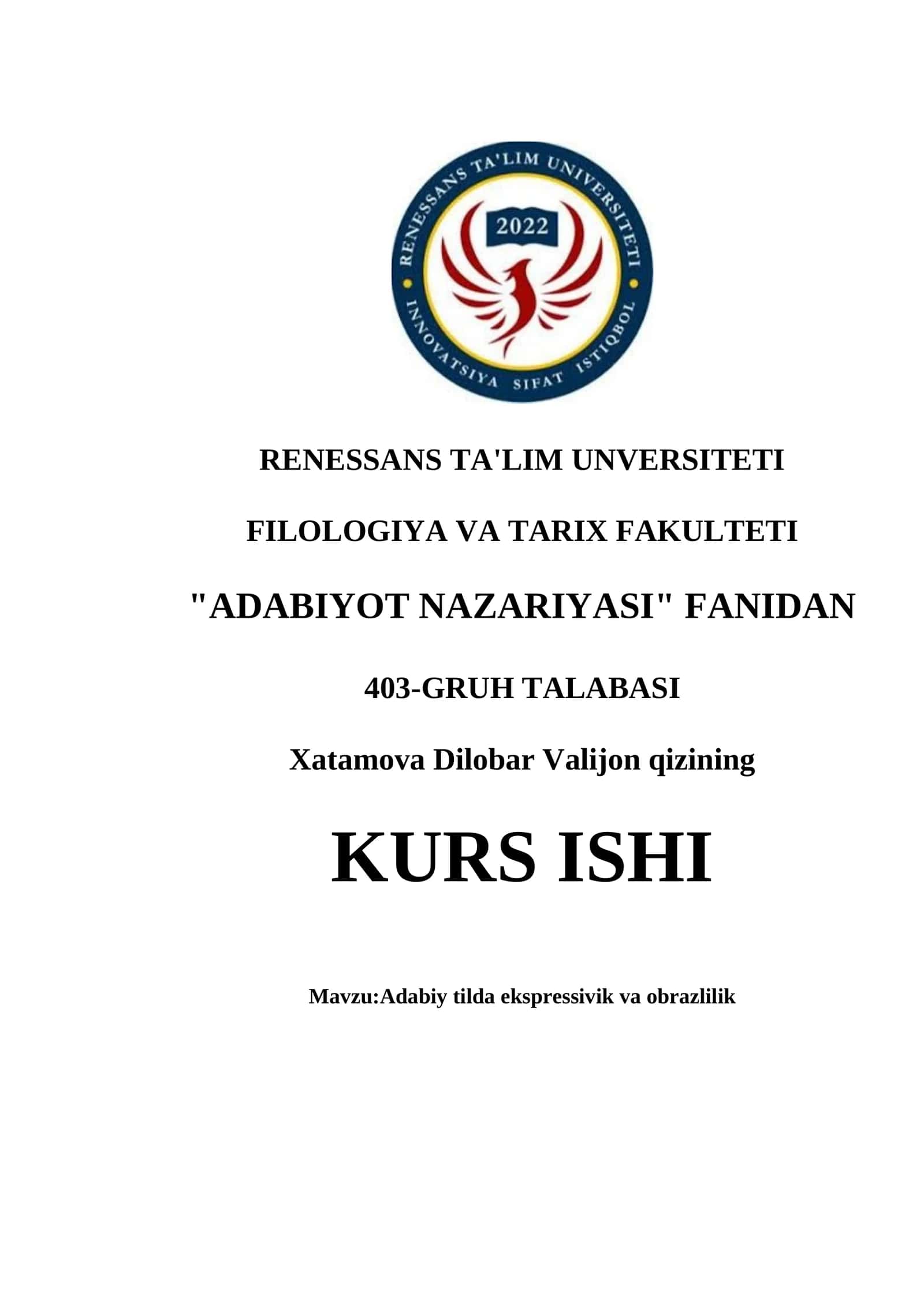 Adabiy tilda ekspressivik va obrazlilik 1