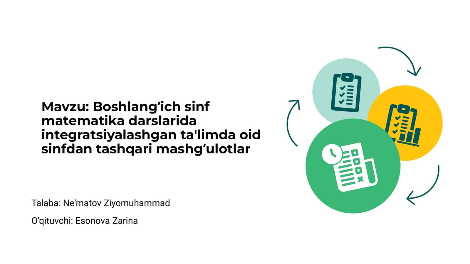 Boshlang‘ich sinf matematika darslarida integratsiyalashgan ta'lim 1