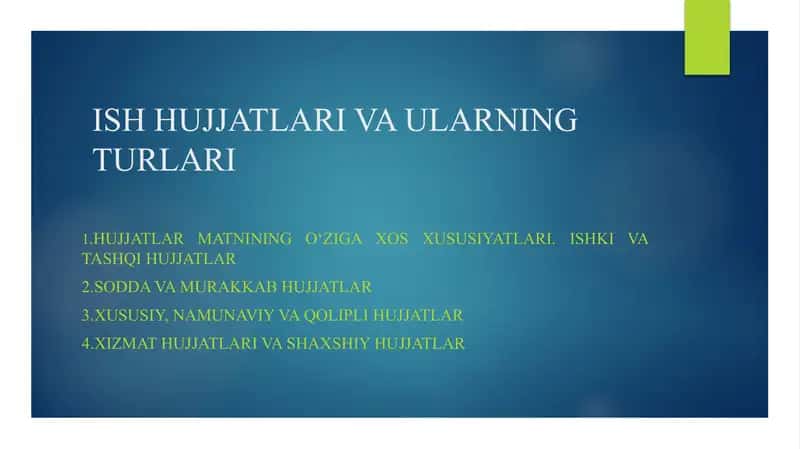 Ish hujjatlari va ularning turlari 1