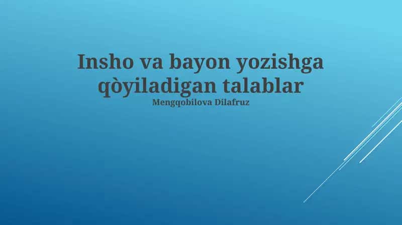 Insho va Bayonotning Tarkibiy Qismlari 1