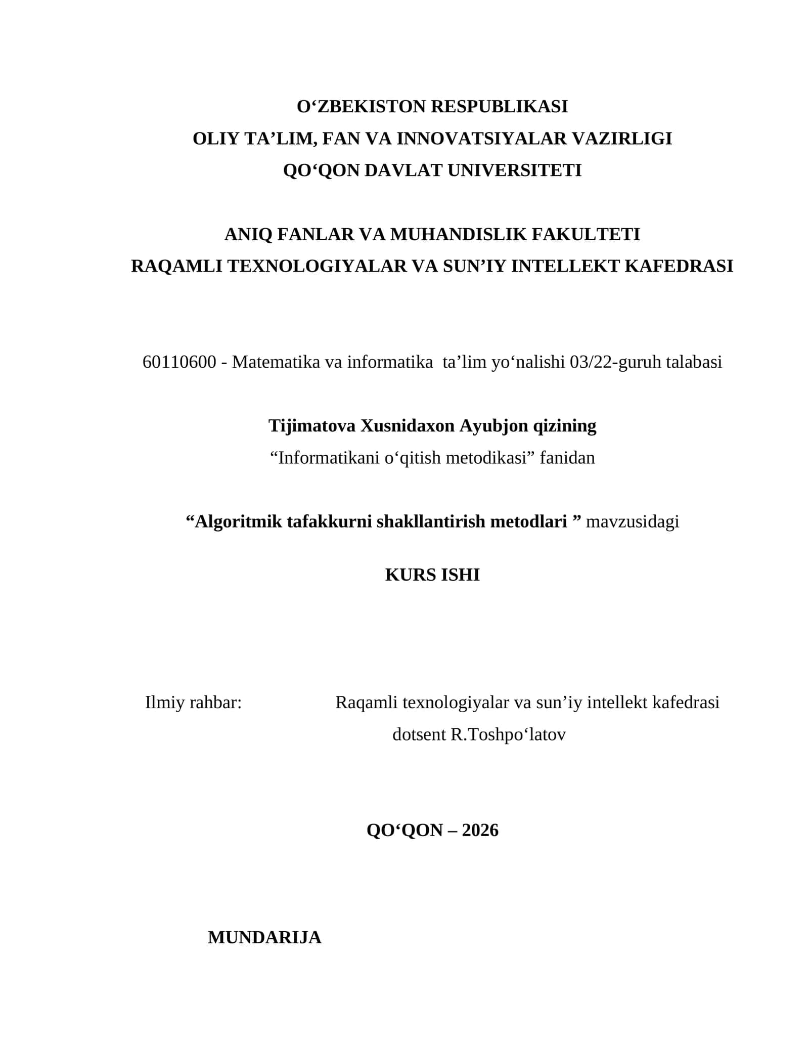 Algoritmik tafakkurni shakllantirish Metodlari 1