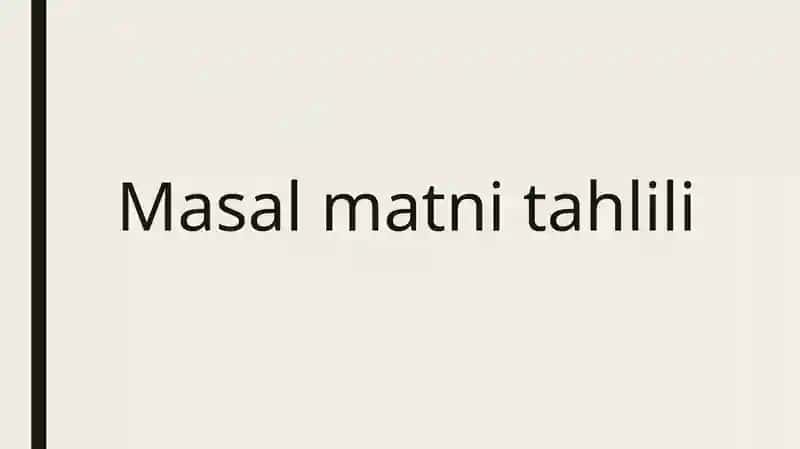 Masal Matni Tahlili