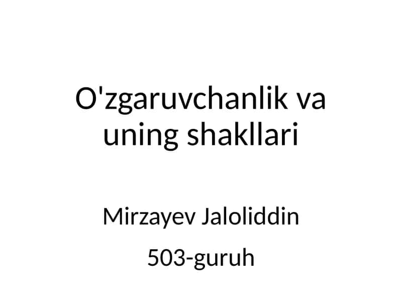 O'zgaruvchanlik va uning shakllari 1