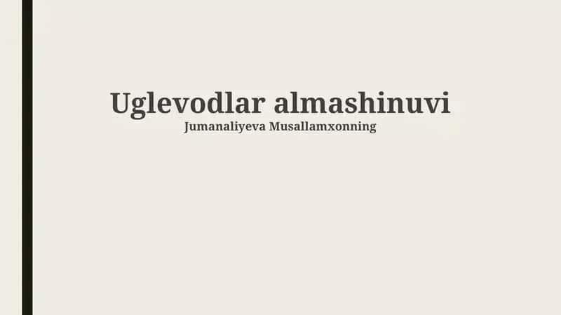 Uglevodlar almashinuvi 1