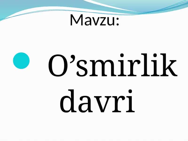 O’smirlikdavri 1