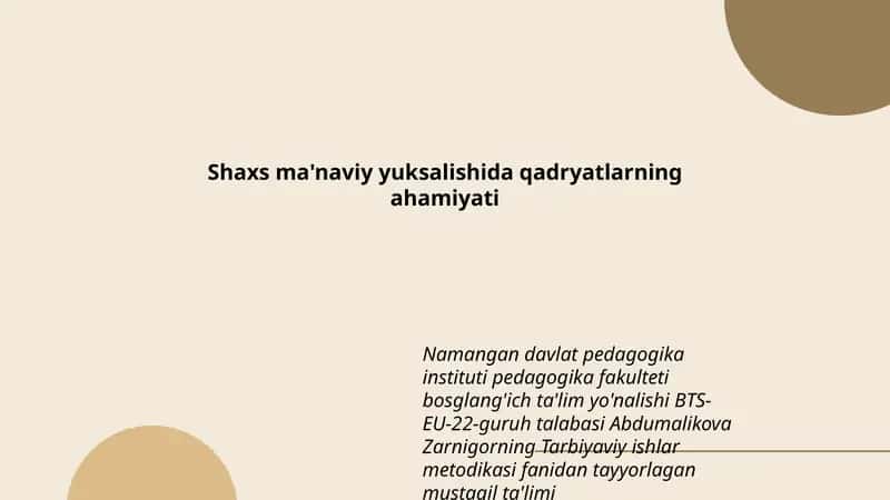 Tarbiyaviy ishlar metodikasi 1