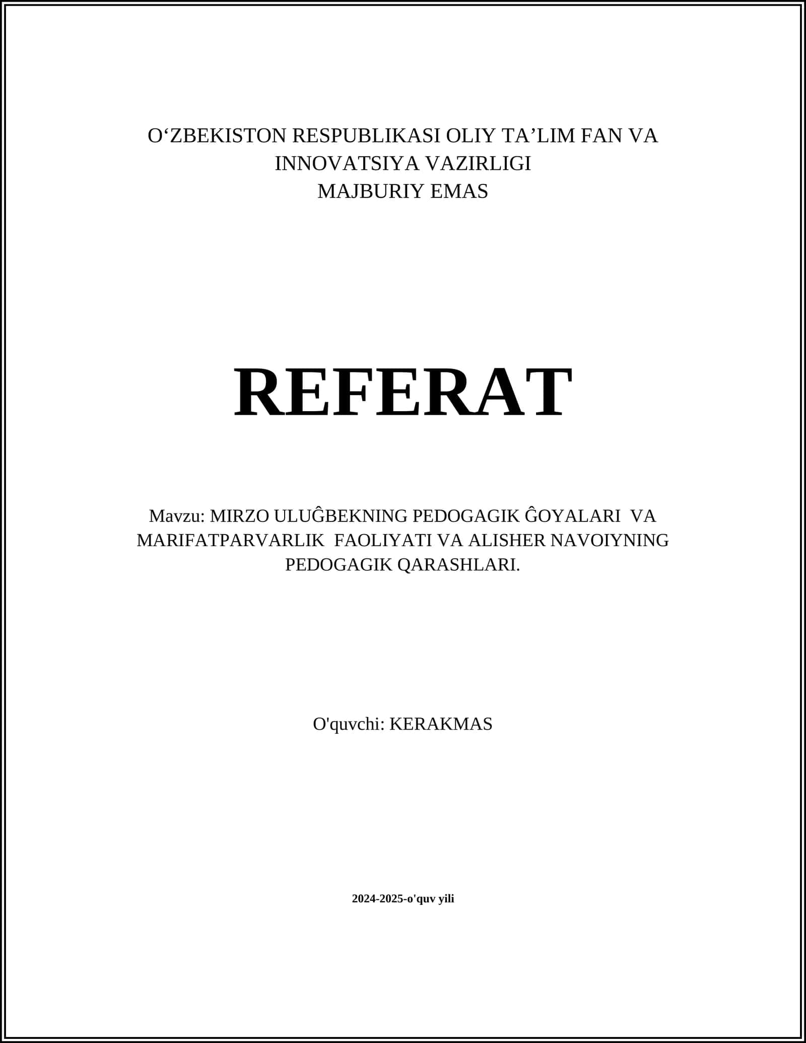 Mirzo Ulugʻbekning pedagogik merosi 1