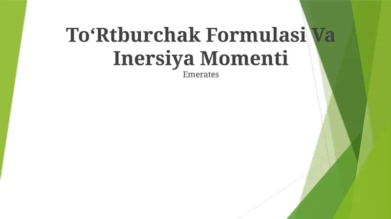 ToʻRtburchak Formulasi Va Inersiya Momenti 1