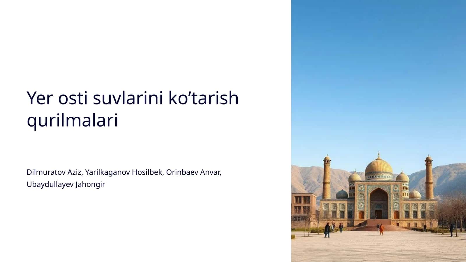 Yer osti suvlarini ko’tarish qurilmalari 1