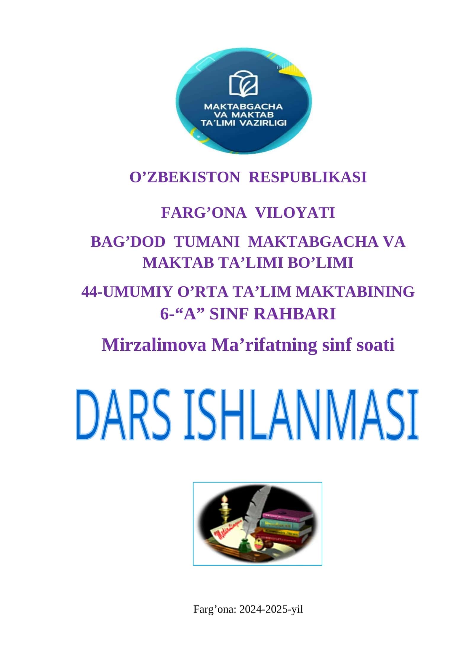 Sinf soati DARS ISHLANMASI 1