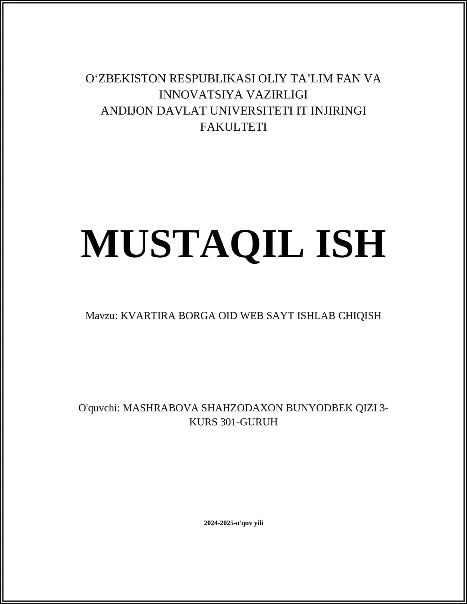 KVARTIRA BORGA OID WEB SAYT ISHLAB CHIQISH 1