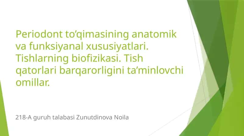 Periodontto’qimasi anatomik va funksiyonal xususiyatlari 1