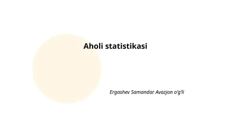 Aholi statistikasi 1