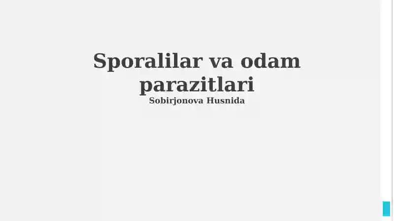 Sporalilar va odam parazitlari